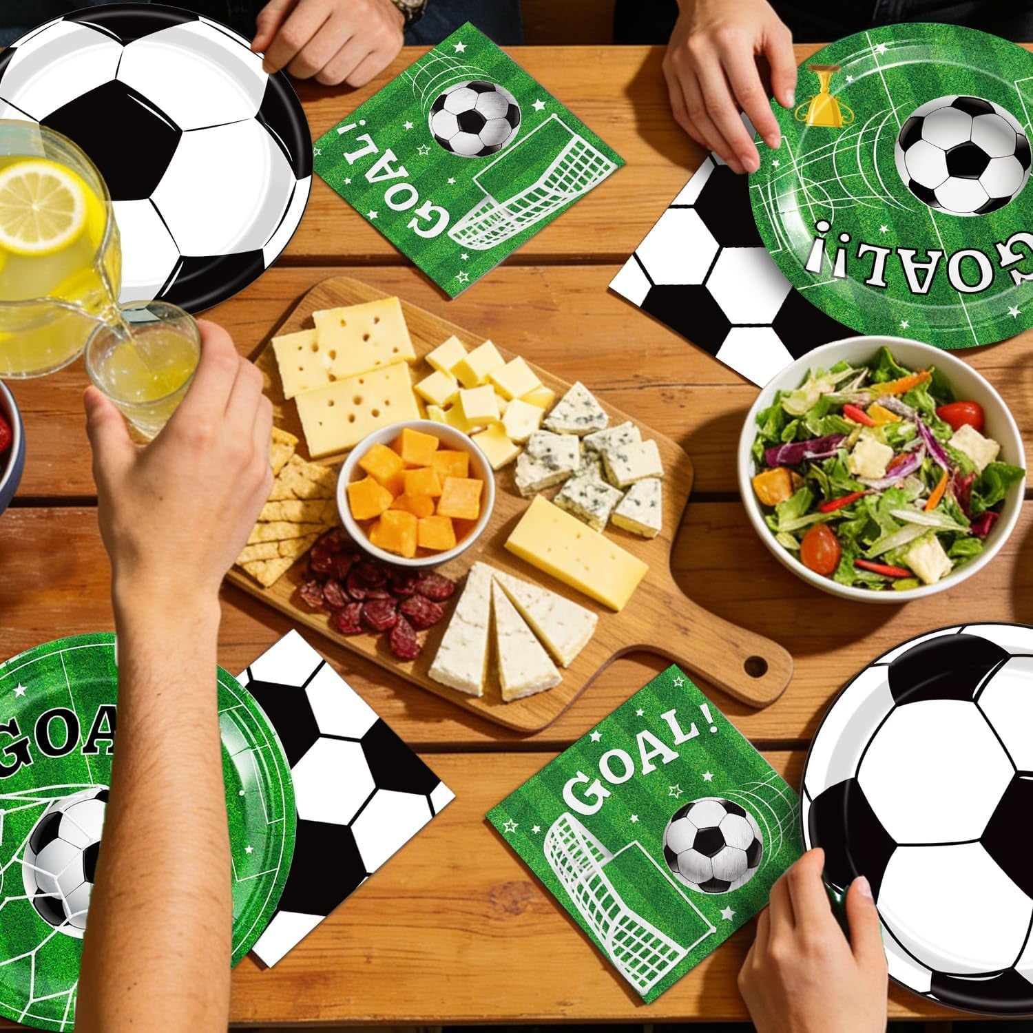 72 Pcs Soccer Plates and Napkins, Soccer Birthday Party Decorations Including Dinner Plates, Dessert Plates and Napkins for Boys Sports Soccer Party Decorations, Serves 24
