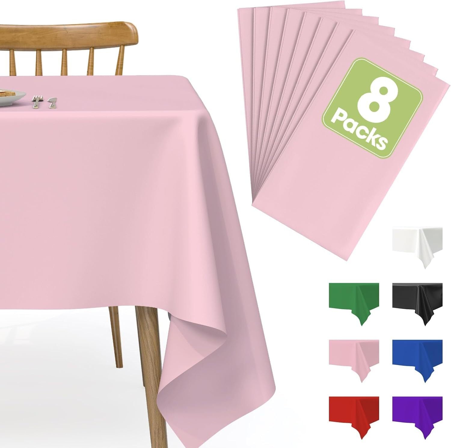 Table Cloth - 8 Packs Disposable Table Cloth for Retangle Table 54"X108"