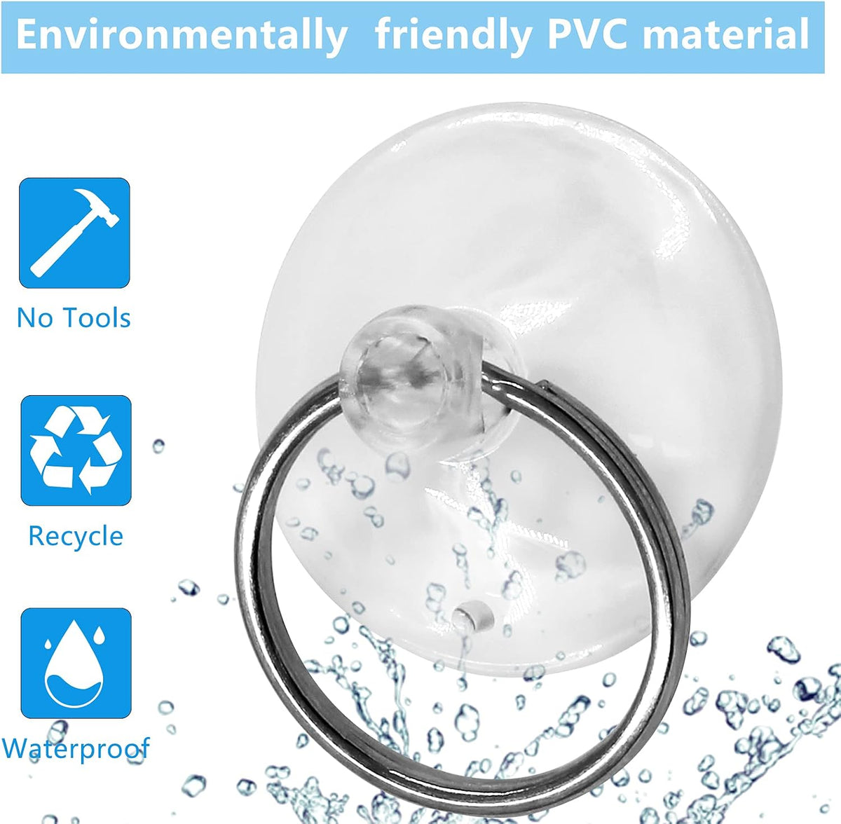 12-Piece Clear Suction Cup Set with Ring, 1.2" (30mm) PVC Sucker Pads