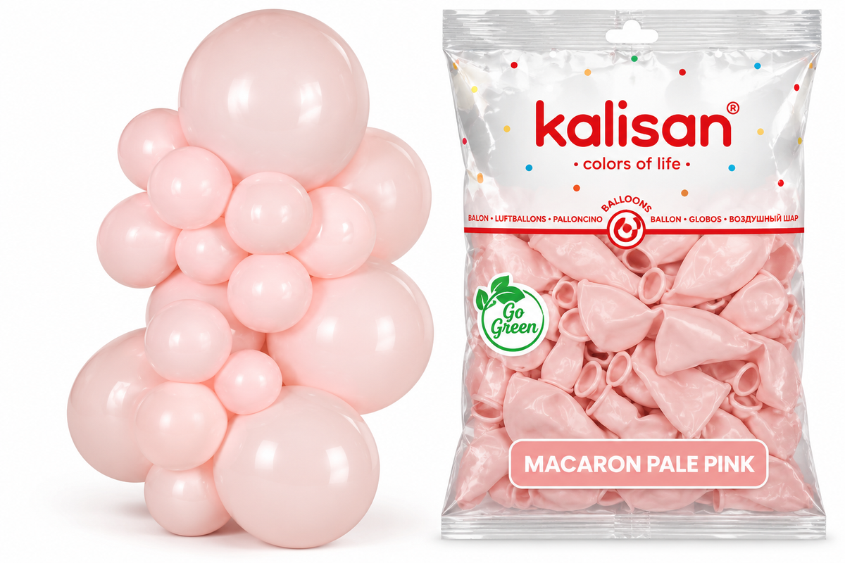 12" Kalisan Macaron Pale Pink Latex Balloons 100 Count Bag - SKU #51931