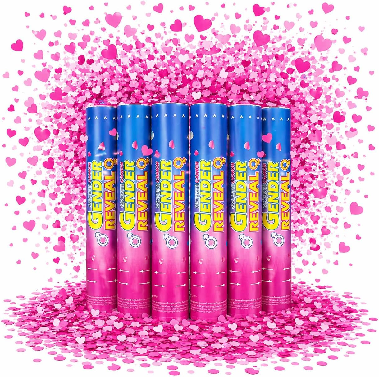 Gender Reveal Confetti Cannons Party Poppers – Gender Reveal Cannon Kit with Heart-Shaped Confetti – Easy Twist Shooters for Baby Reveal Party Decorations (Blue Confetti Cannoons)