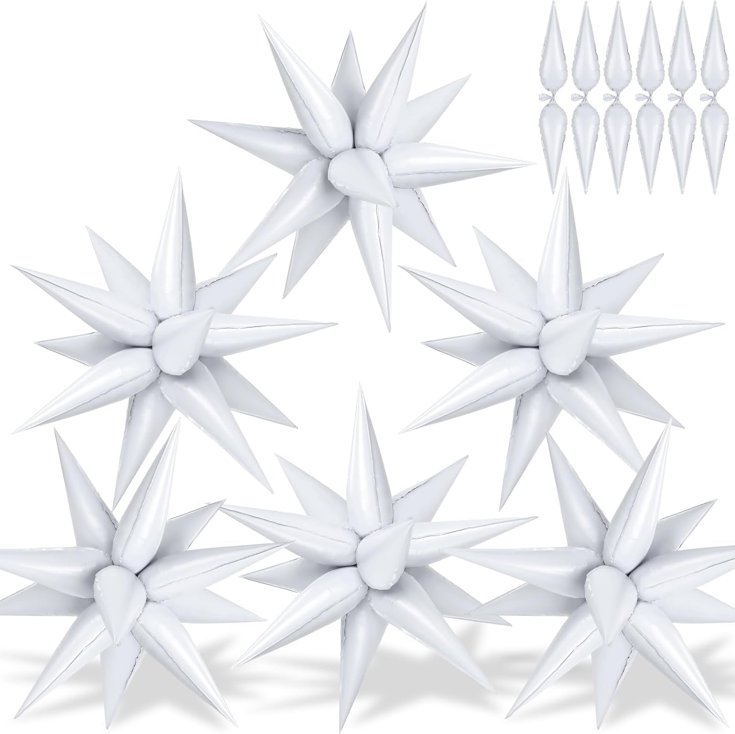 74 PCS Silver Star Balloons, 12 Point Star Foil Mylar Balloons Spike Explosion Cone Balloon for Party Decorations Supplies, Birthday, Wedding, Baby Shower, Graduation Balloon 2025