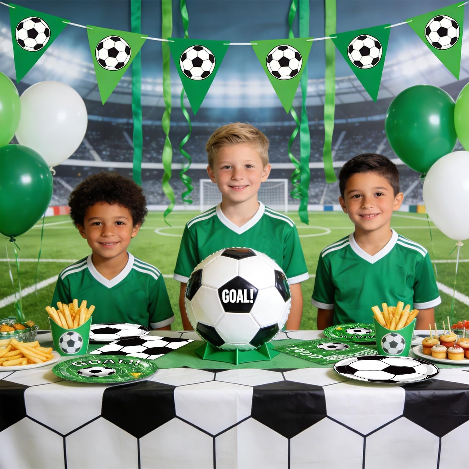 72 Pcs Soccer Plates and Napkins, Soccer Birthday Party Decorations Including Dinner Plates, Dessert Plates and Napkins for Boys Sports Soccer Party Decorations, Serves 24