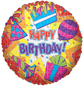 9" Happy Birthday Red Burst Air Fill Foil Balloon (5 PACK) #17645