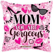 18" Mother's Day "MOM YOU ARE GORGEOUS" Helium Foil Balloon (5PACK) #84344
