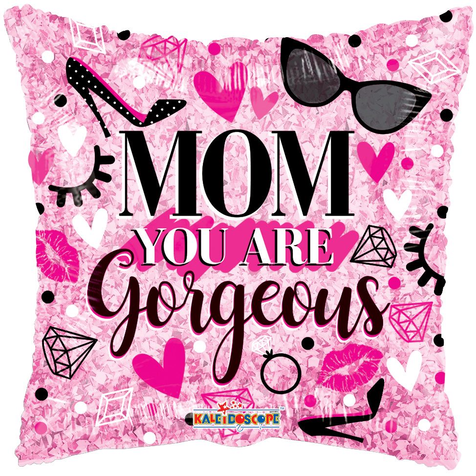 18" Mother's Day "MOM YOU ARE GORGEOUS" Helium Foil Balloon (5PACK) #84344