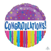 18" Congratulations Stripes Foil Helium Balloons #19642