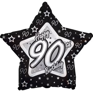 18" Happy 90th Birthday Star Shaped Helium Foil Balloon (5 Pack) #97860