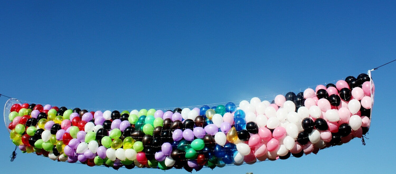 PRO BALLOON DROP NET RE-USEABLE Drop Net-50' x 14' Includes 1000 12" Latex Balloons #BNP-50