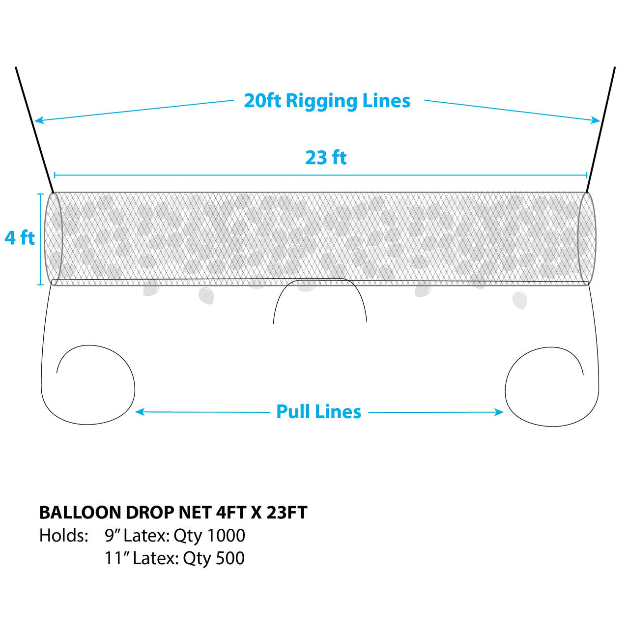 Boss 125 Low Ceiling Pro Balloon Drop Kit 14' X 2' 100- Balloons Included #BOSS125