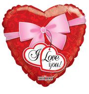 18" I Love You Bow Heart Shaped Helium Foil Balloons (5 PACK) #19836