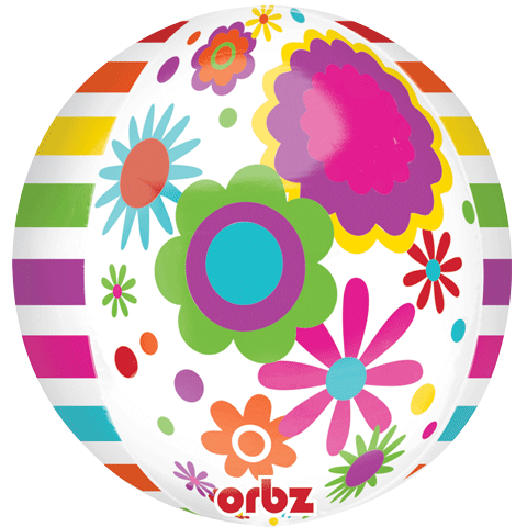 16" Flowers and Stripes Orbz Helium Balloon (1 PACK) #28137
