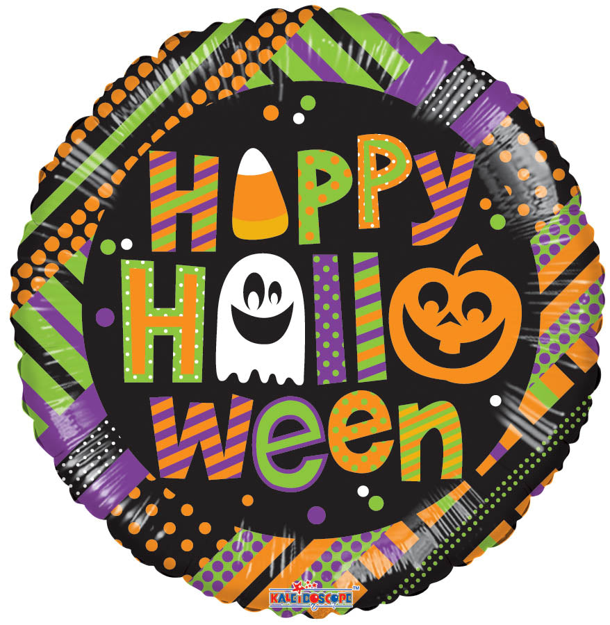 9" Happy Halloween Textures Air Fill Only Foil Balloon (5 PACK) #88116