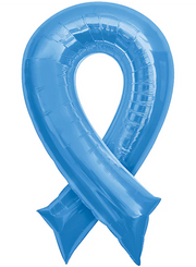 36" Large Blue Cancer Awareness Ribbon Helium Foil Balloon 1ct #29474