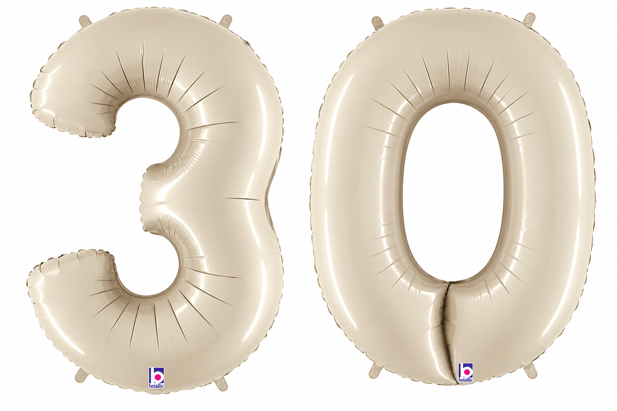 34" Large 30 WHITE SAND COLOR Balloons Set. #30WHTSND