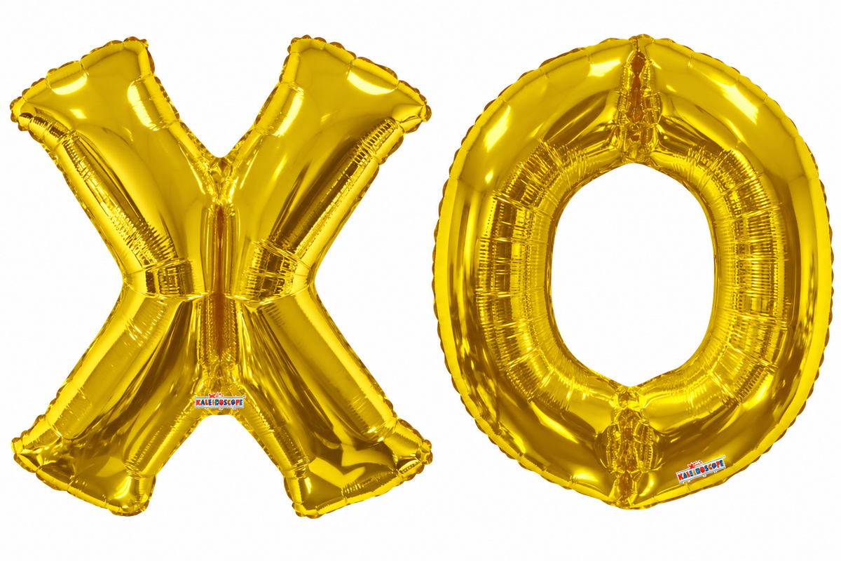 34" Large XO Gold Helium Foil Balloon Set #XO-GOLD