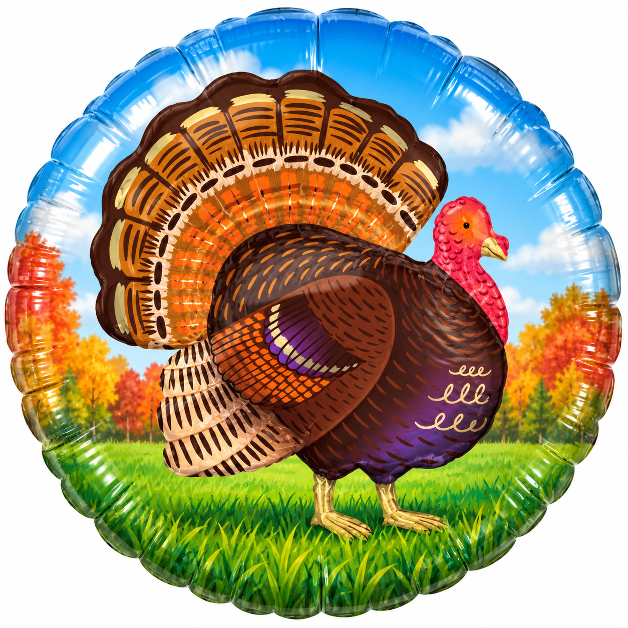 18" Traditional Thanksgiving Turkey Balloon Helium Foil (5PACK) #TG18002