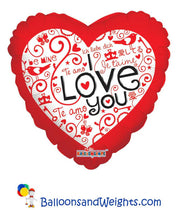 4" Love You Languages Red Heart Air Fill Only Foil Balloon (5 Pack) #19394-04