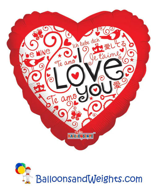 4" Love You Languages Red Heart Air Fill Only Foil Balloon (5 Pack) #19394-04