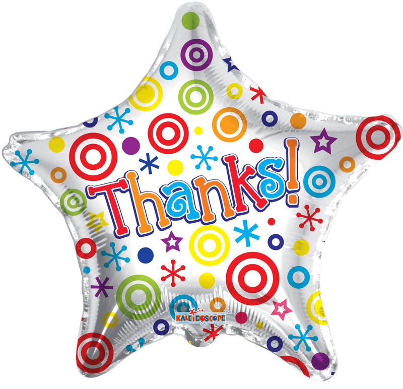 19" Thanks Star Helium Foil Balloons (5 Pack) #19299