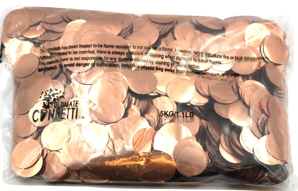 Confetti 1" ROSE GOLD Metallic Confetti Circles 1LB Bag #60801