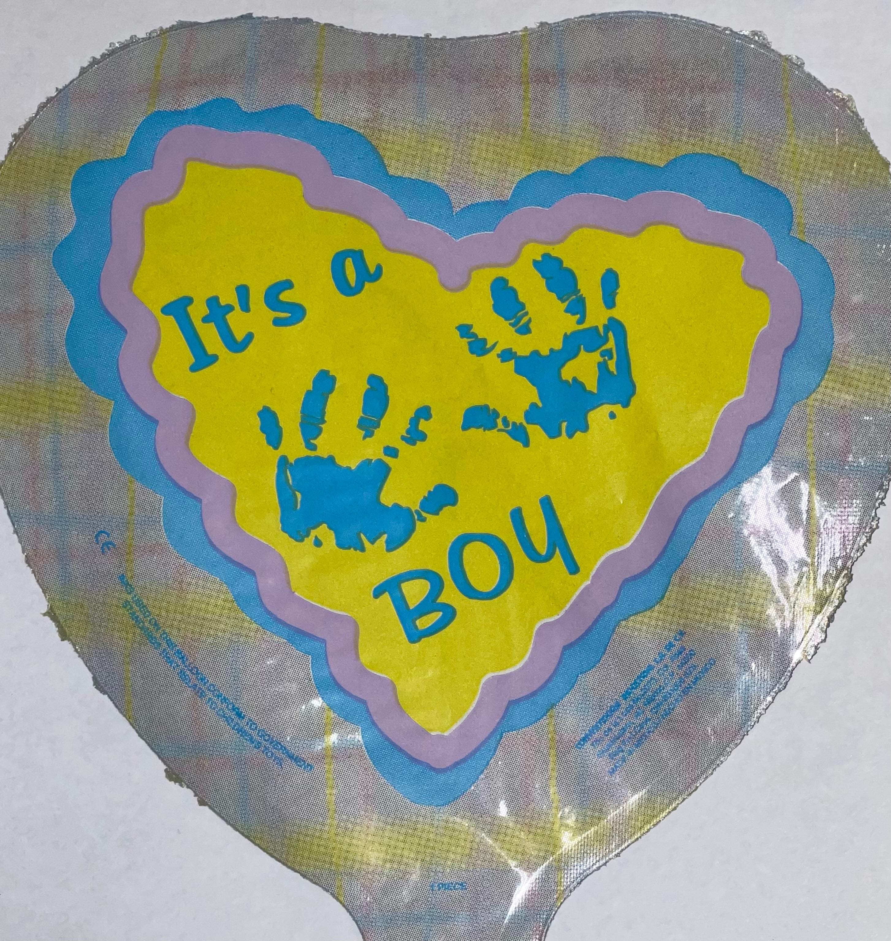 4" It's a Boy Handprints Heart Shape Helium Foil Balloon (5 PACK)