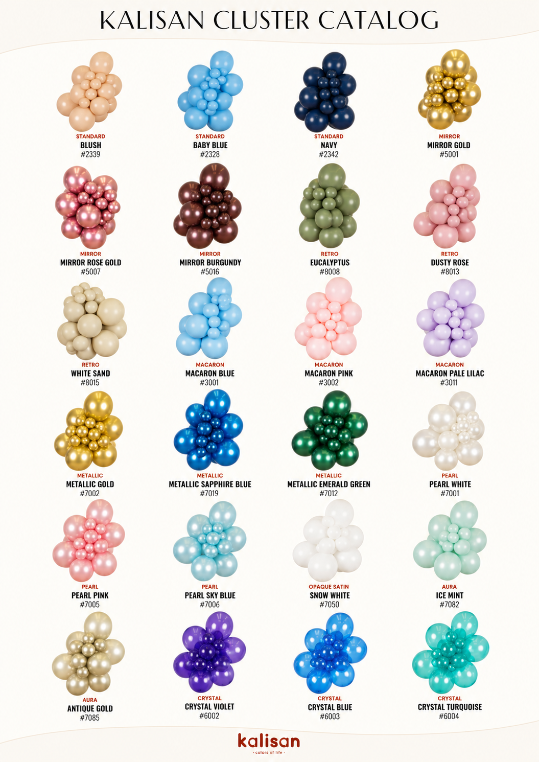 Kalisan Balloons where to buy Cluster Color Catalog