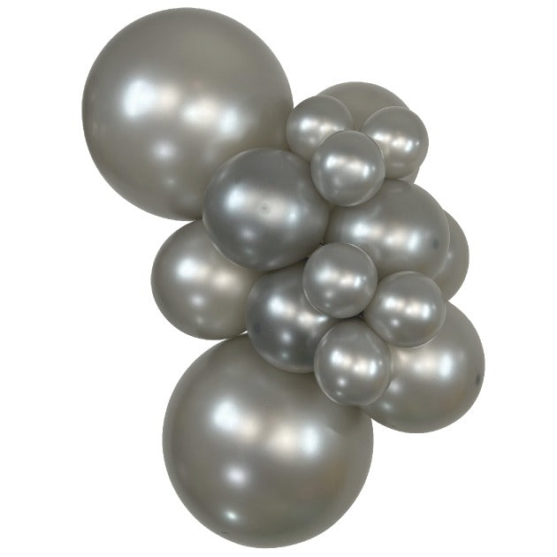 Sempertex MetallicSilver balloons – inflated color cluster