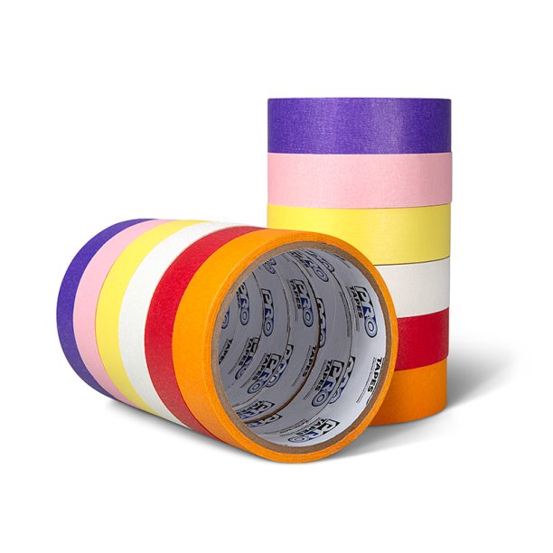 Pro® 46 Colored Masking Tape Stacks Crepe Paper Masking Tape in 6-color Stacks