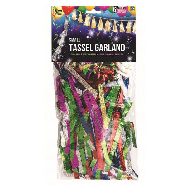 8" Small Balloon Tassel Multicolor Holographic 12 Pack #SMTASMH
