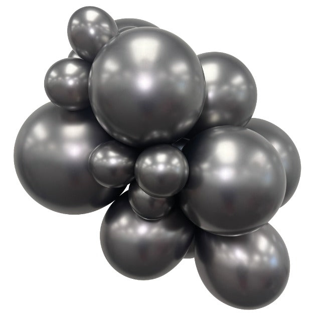 Sempertex SilkMidnightGrey balloons – inflated color cluster