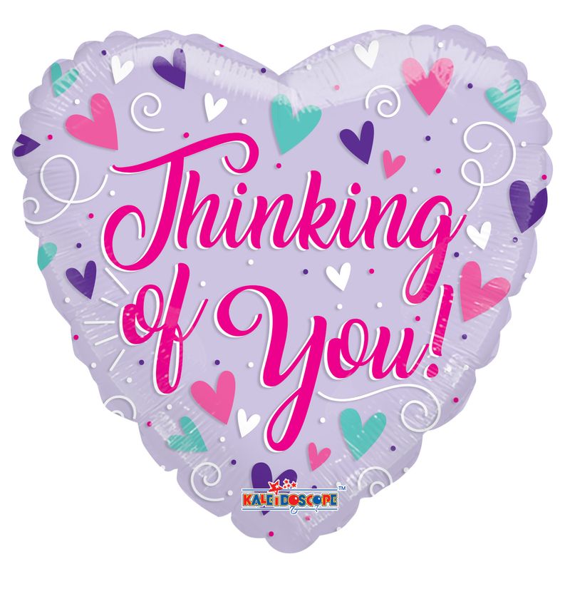 18" Thinking Of You Heart Shaped Gellibean Helium Balloon (5 PACK) #16541