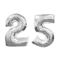 34" Number Silver #25 Foil Balloon Pack image 0
