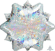 18" White Holographic Christmas Snowflake Helium Foil Balloon 1pk #111796