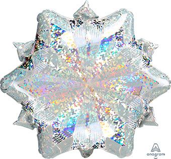 18" White Holographic Christmas Snowflake Helium Foil Balloon 1pk #111796