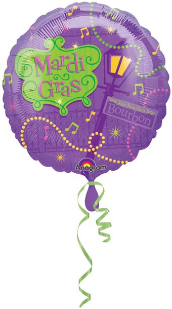 18" Mardi Gras Bourbon Street Party Helium Foil Balloon (5 Pack) #119624 (D)