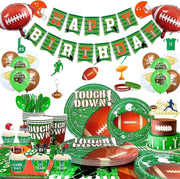 Football Party Supplies-164Pcs Football Birthday Party Decorations&Tableware Set Include Football Paper Plates and Napkins Cups Tablecloth Banner Balloons, Football Theme Party Supplies for Game Day