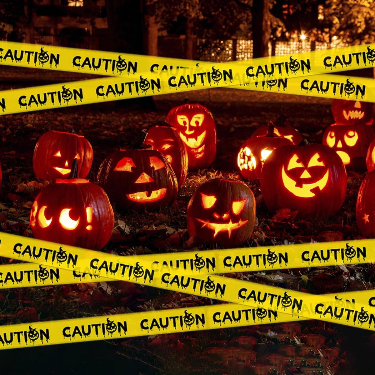 Halloween Decorations Caution Tape,Yellow&Black Caution Hazard Warning Tapes Roll Scary Zombie Safety Indoor&Outdoor Crime Scene DIY Barricade-Party/Door/Tree/Yard/Danger Area/Haunted Houses-3In*82Ft
