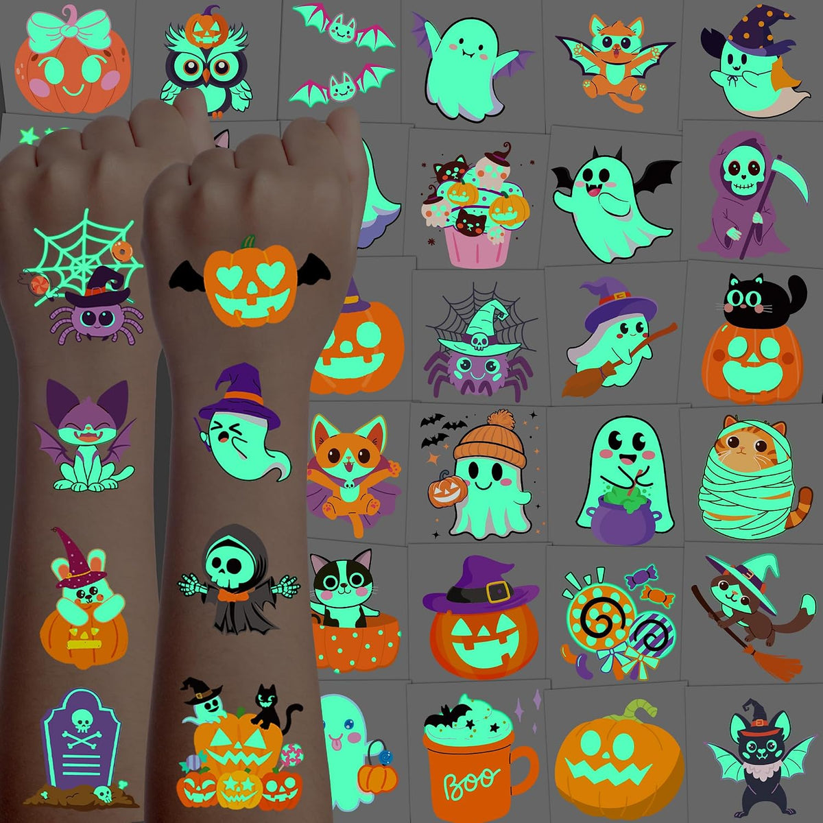 216 PCS Halloween Tattoos for Kids Halloween Party Favors Bulk