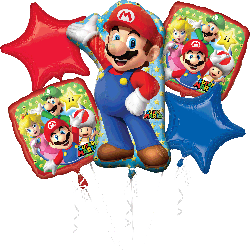 Super Mario Balloons Bouquet Kit Includes 5 Balloons image 0