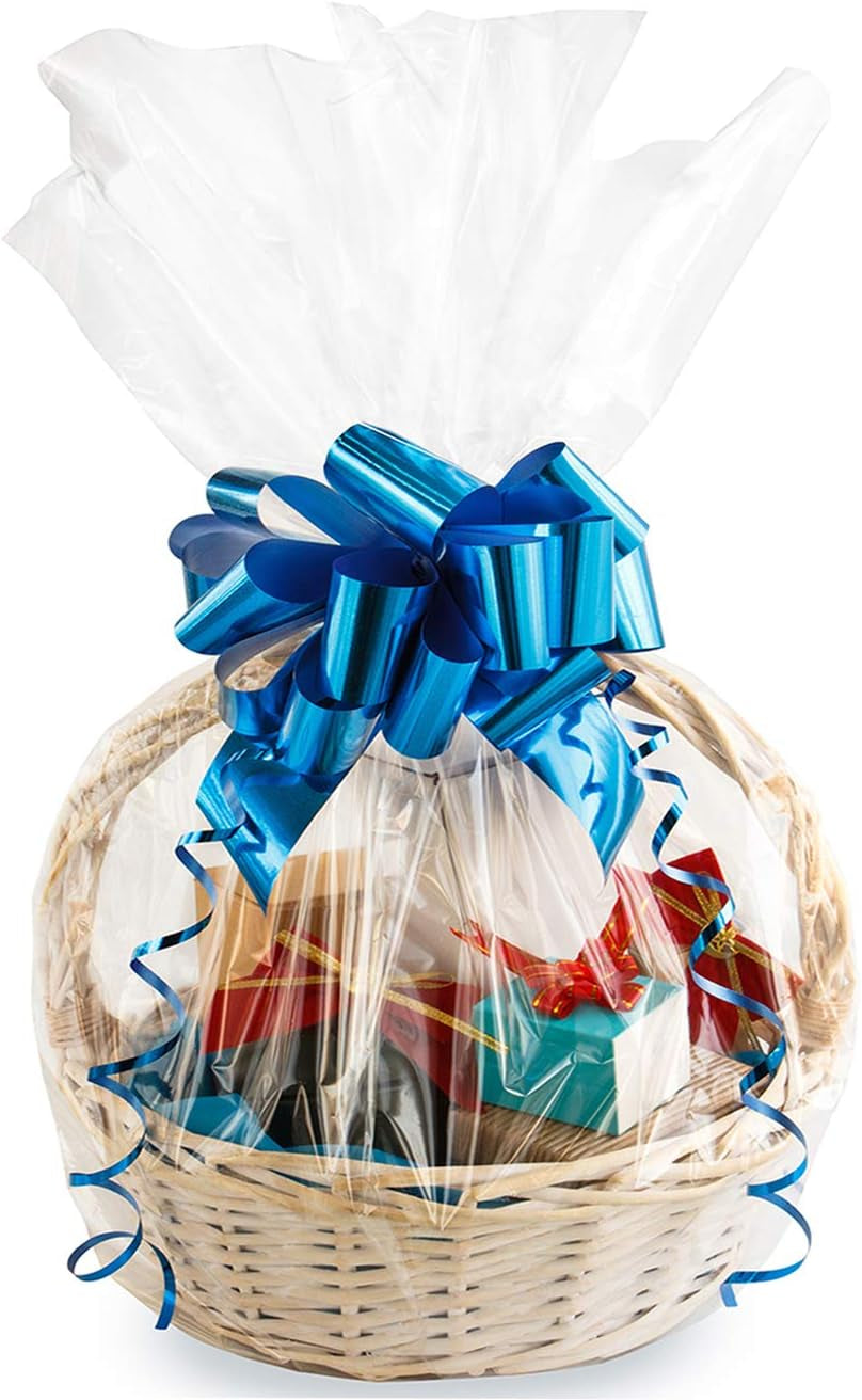 Cellophane Bags for Gift Baskets 16X24 Inches 5Pcs | Clear Cellophane Gift Bags (No Bow or Ribbon Included)