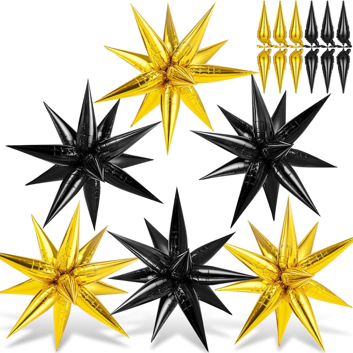 74 PCS Silver Star Balloons, 12 Point Star Foil Mylar Balloons Spike Explosion Cone Balloon for Party Decorations Supplies, Birthday, Wedding, Baby Shower, Graduation Balloon 2025
