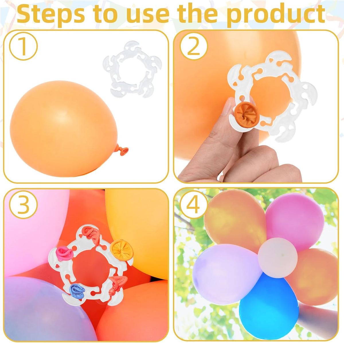 50-Piece Reusable Balloon Clips and Connectors Kit for Balloon Garlands and Arches - Flower-Shaped Accessories for Weddings, Baby Showers, and Birthday Party Decorations