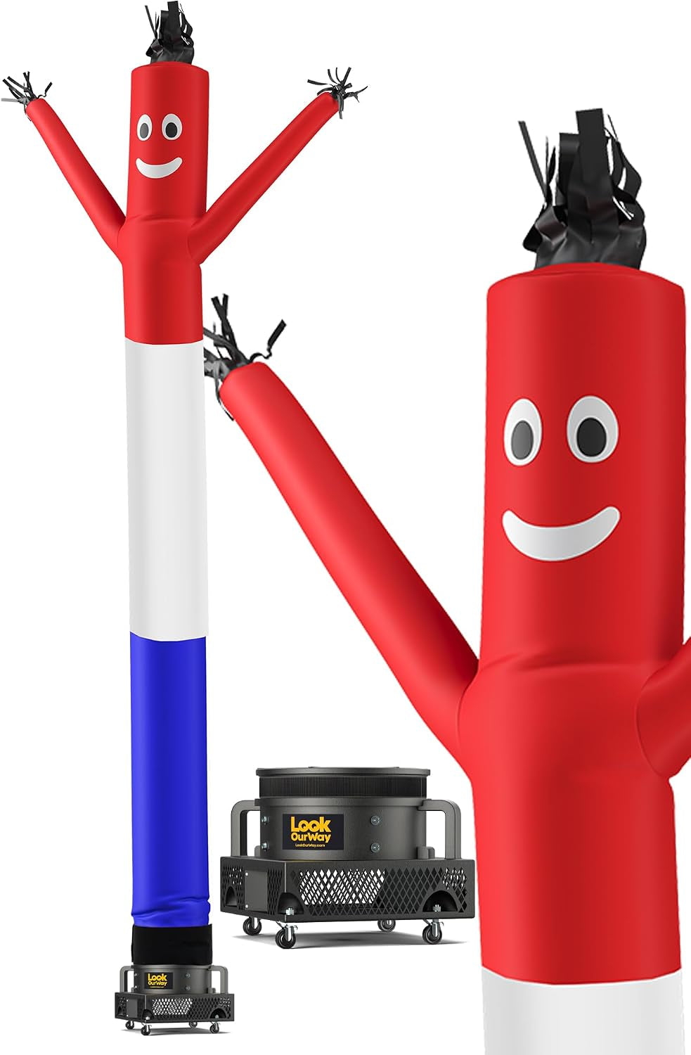 Air Dancers Wacky Waving Inflatable Tube Guy - 7Ft Tall Inflatable Advertising Waving Dancing Man with Sky Dancer Blower - Green