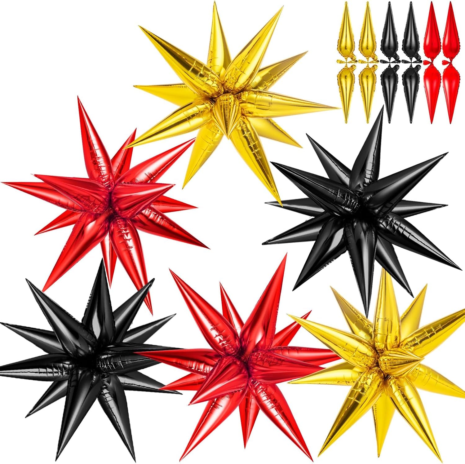 74 PCS Silver Star Balloons, 12 Point Star Foil Mylar Balloons Spike Explosion Cone Balloon for Party Decorations Supplies, Birthday, Wedding, Baby Shower, Graduation Balloon 2025