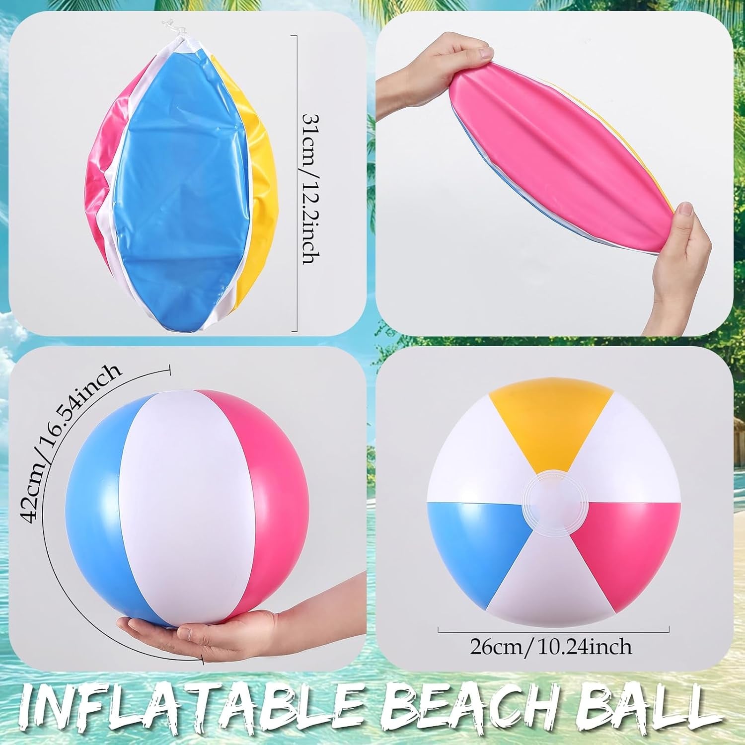 134Pcs Tropical Summer Beach Pool Party Balloon Garland Arch Kit,With Inflatable Beach Balls,Watermelon,Sun Foil Balloons for Hawaiian Luau Birthday Graduation Party Decorations - Hot Pink Yellow Blue