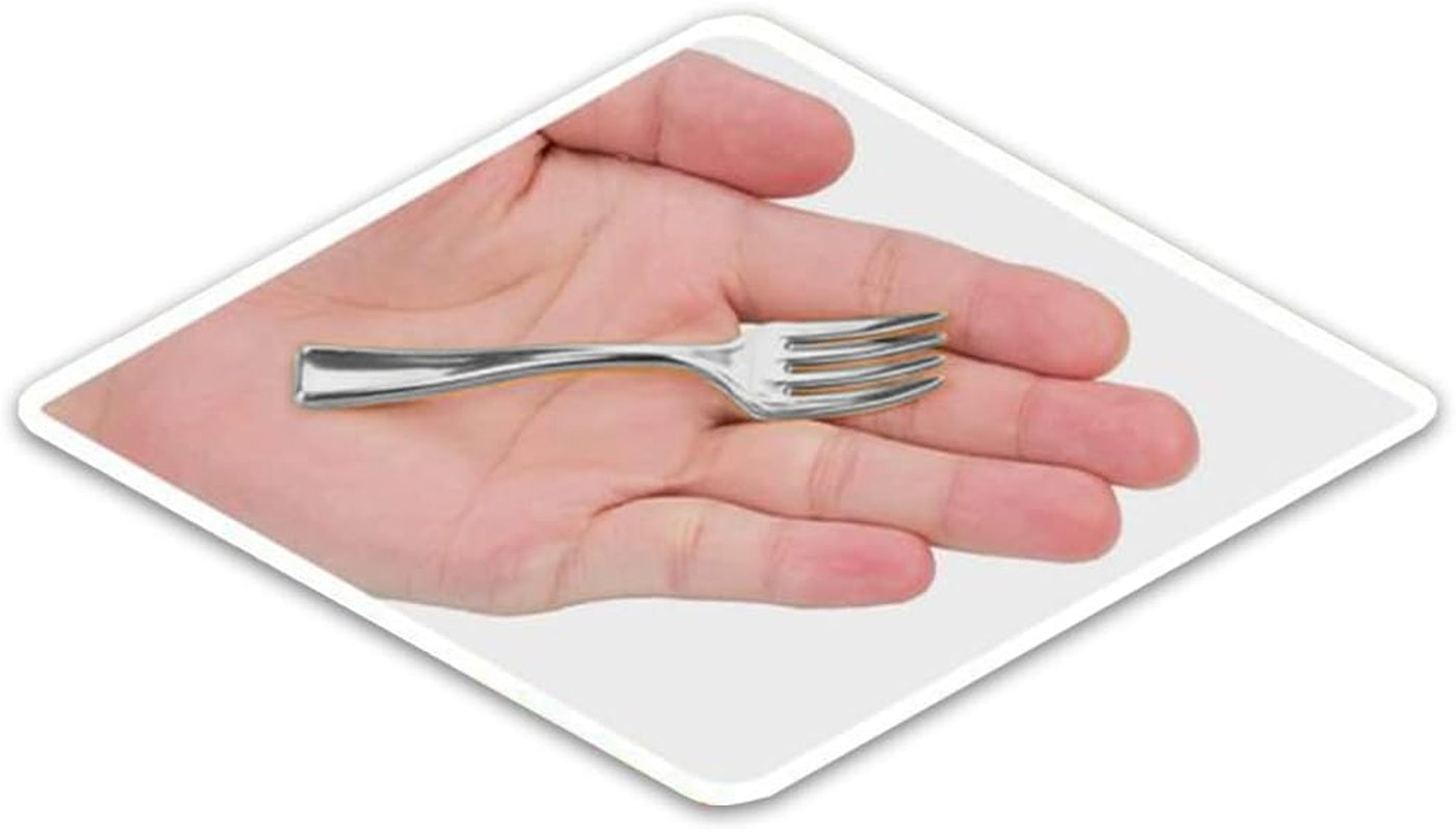 Plastic Mini Appetizer Forks Value Pack - 100 Count Silver Forks for Appetizers, Party Supplies, Weddings, Catering, and More | Disposable Silverware