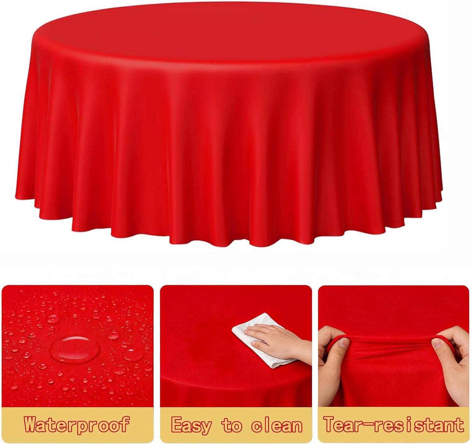 12 Pcs Disposable Tablecloths,84 Inch round Table Covers, Red Black White Plastic Tablecloths Bulk, Table Cover for Birthday Wedding Anniversary Graduation Party Decorations Supplies