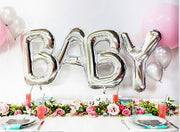 34" Large Silver "BABY" Balloon Kit- Includes 4 Balloons image 0