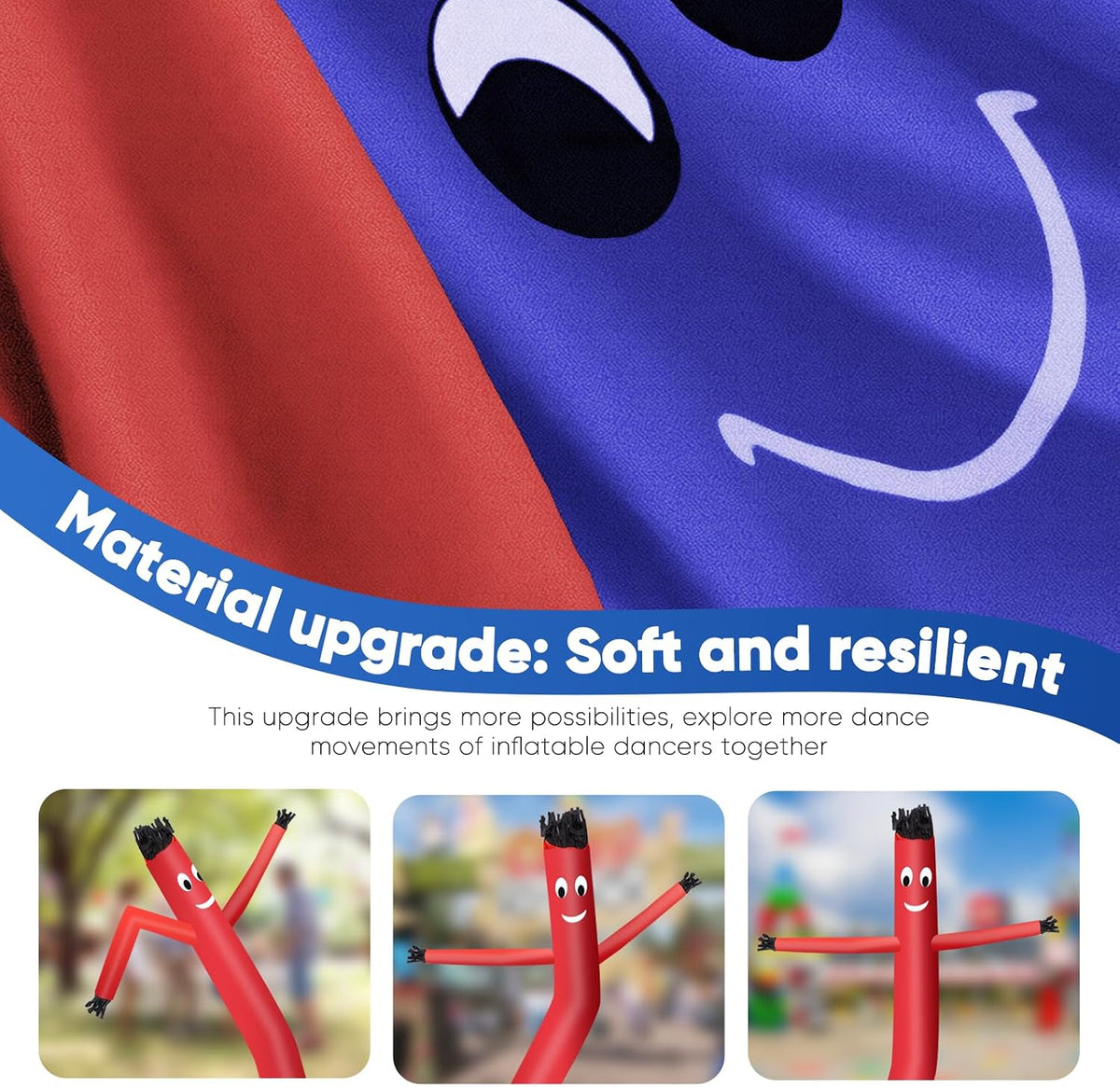 12FT Inflatable Dancing Man with 3/4HP Blower, Highly Durable and Tear Resistant Polyester Polyamide Nylon Inflatable Man Dancing, Waving Inflatable Tube Guy